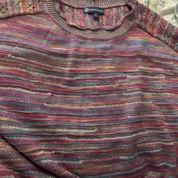 EUC Democracy Multicolor Heathered Loose Fitted Knit Top w/Sleeves Asymmetrical - Picture 10 of 10